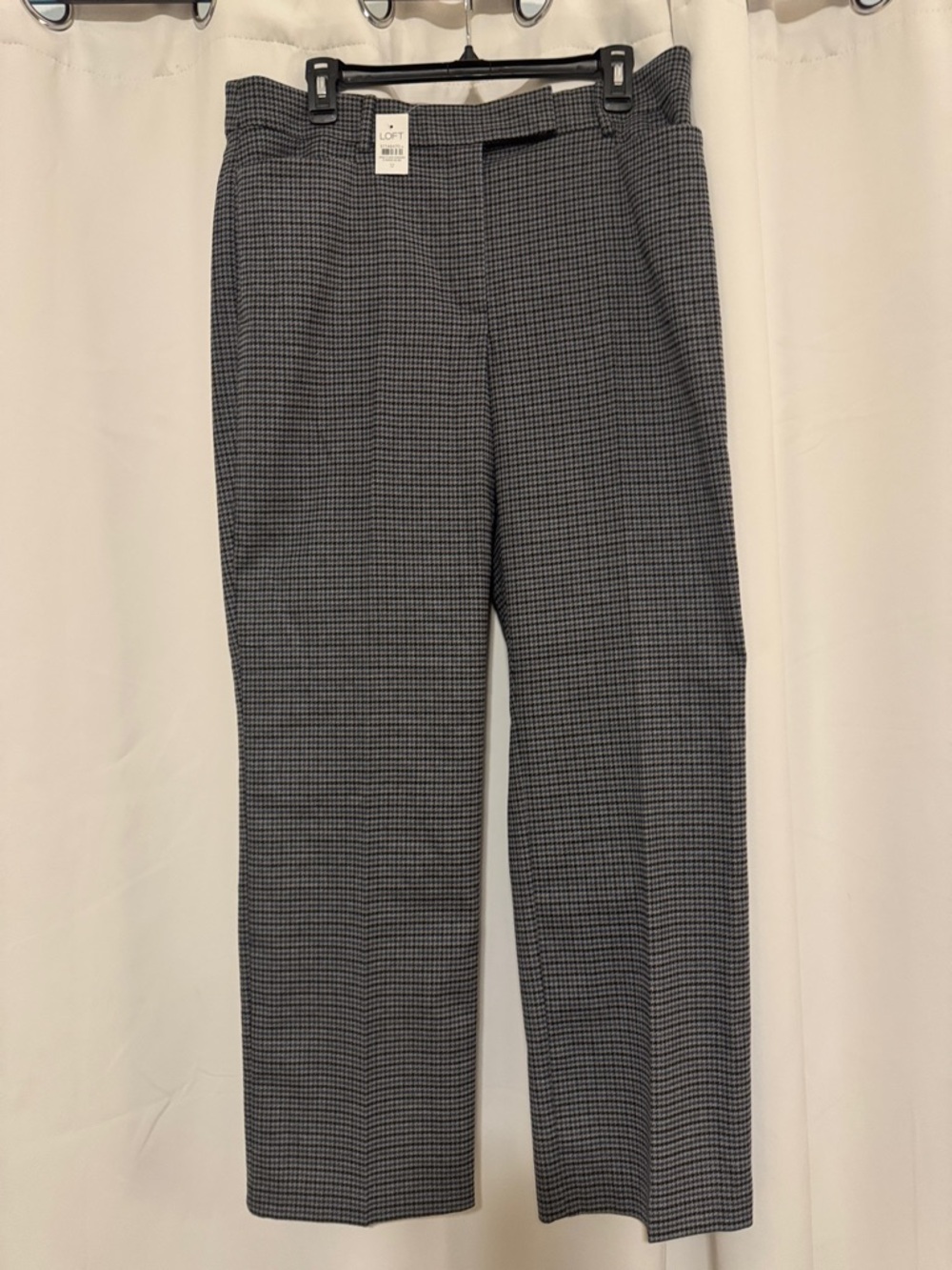 LOFT Slim Straight Houndstooth Trousers - Black & White